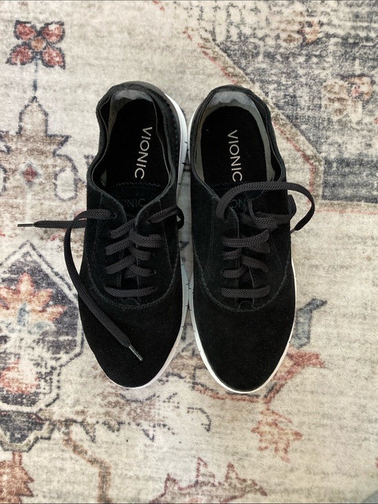 Vionic Shoes - Vionic Black Suede Lace-Up Casual Sneakers